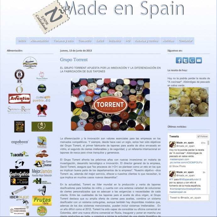 Made en Spain destaca la trayectoria de Grupo Torrent 3 | Grupo Torrent España madeenspain | grupo Torrent
